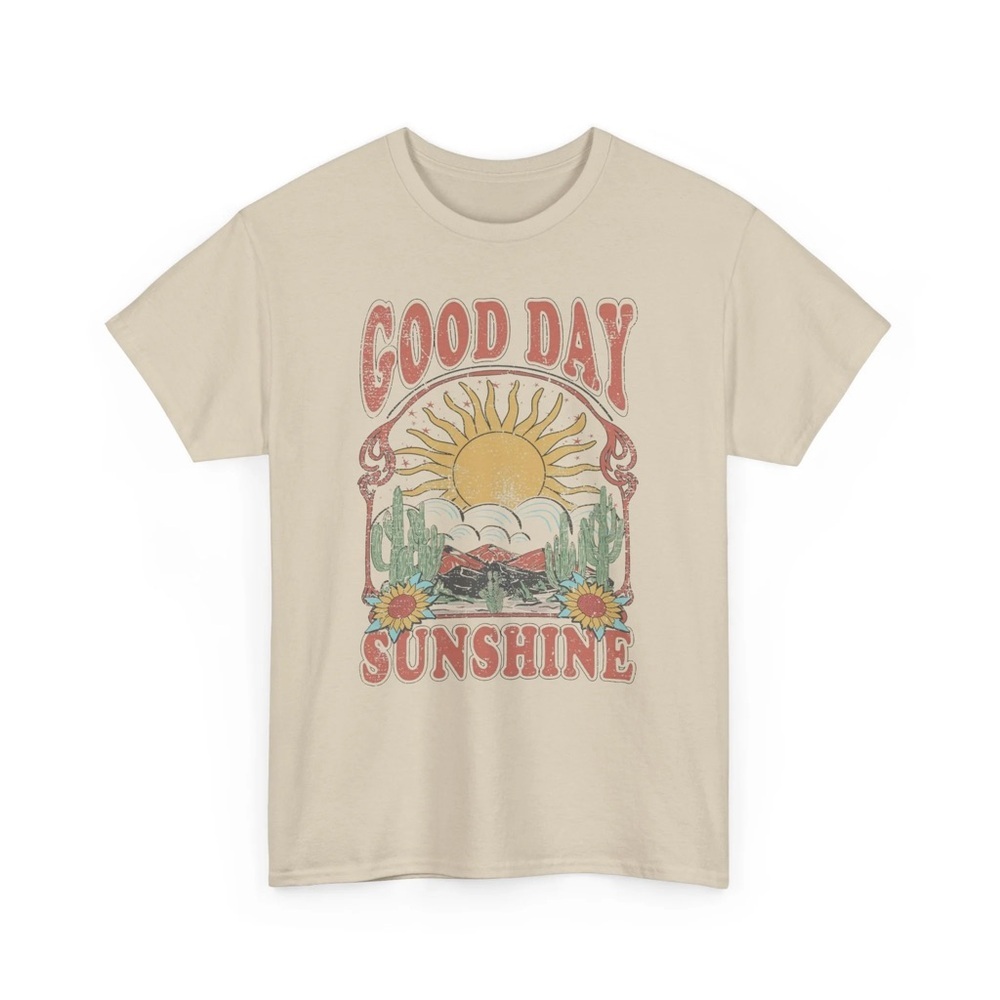 Comfort Colors Cream Short Sleeve Tee with Retro Graphic Good Day Sunshine